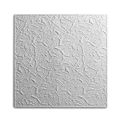 Produktbild: Decosa Deckenplatten PARIS - 80 Platten = 20 m2 - Edle Deckenpaneele weiß in Putz Optik - Dekor Paneele 50 x 50 cm aus Styropor - Decken Styroporpaneele