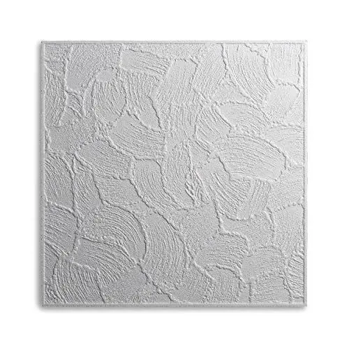 Produktbild: Decosa Deckenplatten VALENCIA - 80 Platten = 20 m2 - Deckenpaneele weiß in Putz Optik - Dekor Paneele 50 x 50 cm aus Styropor - Decken Styroporpaneele