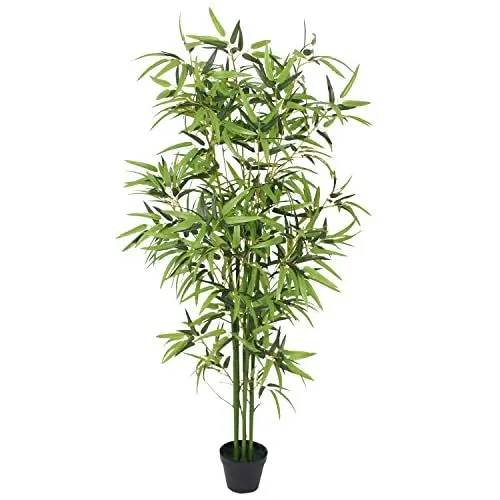 Produktbild: Decovego Bambus-Strauch Bambus Kunstpflanze Bambusbaum Kunstbaum Baum Künstliche Pflanze Bamboo Künstlich Echtholzstamm Innendekoration Deko 150 cm