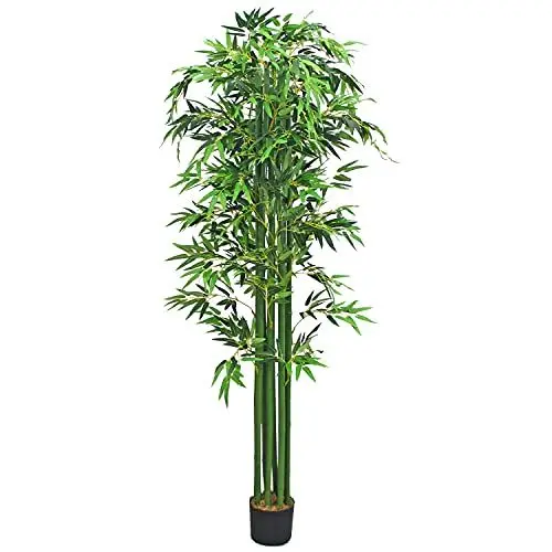 Produktbild: Decovego Bambus Bambus-Strauch Kunstbaum Kunstpflanze Bambusbaum Baum Künstliche Pflanze Bamboo Künstlich Echtholzstamm Innendekoration 210 Deko cm