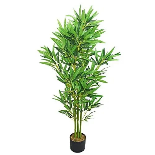Produktbild: Bambus Bambus-Strauch Kunstpflanze Kunstbaum Bambusbaum Baum Künstliche Pflanze Bamboo Künstlich Echtholzstamm Decovego Innendekoration Deko 120 cm