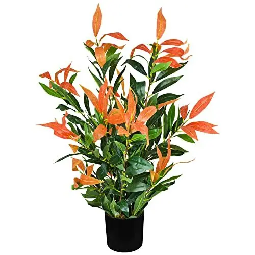 Produktbild: Decovego Künstliche Glanzmispel Photinia Kunstpflanze Künstliche Pflanze 70 cm Kunstblume Innendekoration Kunst Pflanze wie echt im Topf