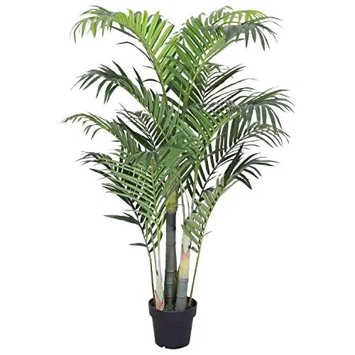 Produktbild: Künstliche Palme groß Kunstpalme Kunstpflanze Palme künstlich wie echt Plastikpflanze Arekapalme 135 cm hoch Balkon Dekoration Deko Decovego