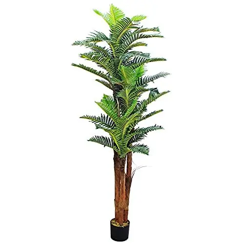 Produktbild: Künstliche Palme groß Kunstpalme Kunstpflanze Palme künstlich wie echt Plastikpflanze Kokospalme 180 cm Balkon Königspalme Decovego Deko hoch