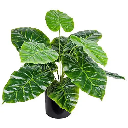 Produktbild: Decovego Kunstpflanze Künstliche Pflanze Aronstab Araceae Arum Taro künstlicher Baum Künstlich im Topf Plastik Pflanzen 45 cm Zimmerpflanze wie Echt Deko