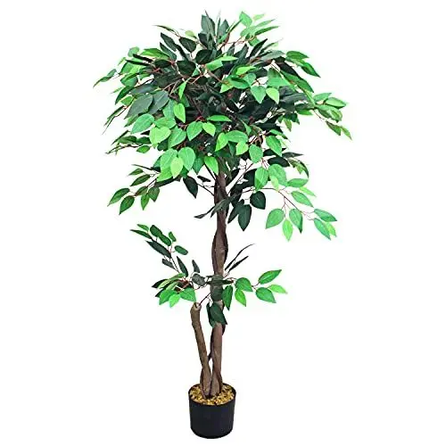 Produktbild: Kunstpflanze Künstliche Pflanze Benjamin Ficus künstlicher Baum Künstlich im Topf Plastik Pflanzen Zimmerpflanze wie Echt Deko 120 cm Decovego Innendekoration