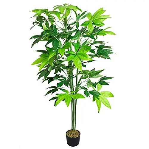 Produktbild: Decovego Schefflera Aralie Strahlenaralie Arboricola Kunstpflanze Kunstbaum Künstliche Pflanze 150 cm Innendekoration Kunst Pflanze wie echt im Topf