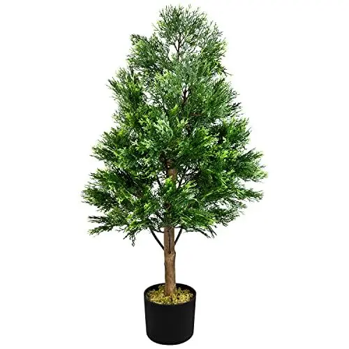 Produktbild: Decovego Zypresse Konifere Kunstpflanze Kunstbaum Deko Baum Künstliche Pflanze im Topf Künstlich Kunstpflanzen Innendekoration 90 cm