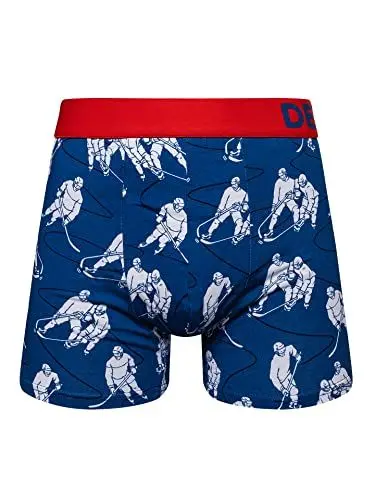 Produktbild: Dedoles Boxershorts Herren & Jungen Unterwäsche Trunks Baumwolle lustige Designs Dinosaurier Hamster Spiele Maulwurf Geschenk, Farbe Blau, Motiv Eishockey Unterhose, Gr. M