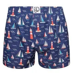 Produktbild: Dedoles Boxershorts Herren & Jungen Unterwäsche Trunks Baumwolle lustige Designs Dinosaurier Hamster Spiele Maulwurf Geschenk, Farbe Blau, Motiv Leuchtturm und Segelboote, Gr. 2XL