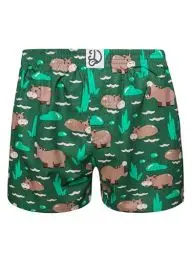 Produktbild: Dedoles Boxershorts Herren & Jungen Unterwäsche Trunks Baumwolle lustige Designs Dinosaurier Hamster Spiele Maulwurf Geschenk, Farbe Grün, Motiv Schwimmendes Nilpferd, Gr. L