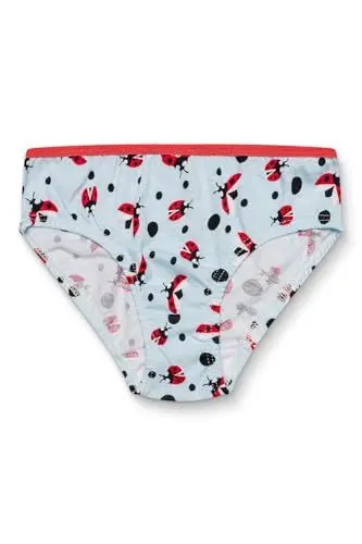 Produktbild: Dedoles Slip Damen & Mädchen Panties Unterwäsche Baumwolle viele lustige Designs Blumen Apfel Avocado Einhorn Party Meerjungfrau, Farbe: Mehrfarbig, Motiv: Marienkäfer und Punkte, Gr. 2-4 Jahre