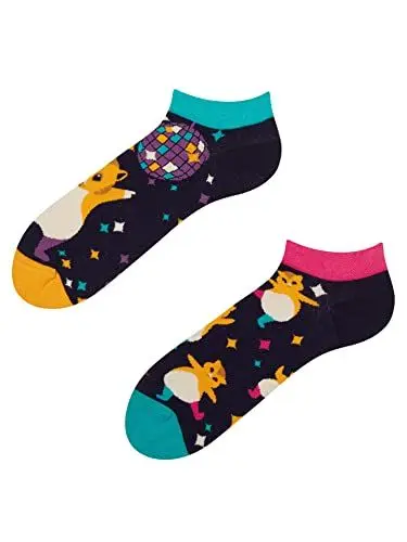 Produktbild: Dedoles Sneaker Socken Low Cut Füßlinge Unisex Damen Herren Baumwolle lustiges Design Geschenk links rechts verschieden, Farbe Mehrfarbig, Motiv Party-Hamster Knöchelsocken, Gr. 39-42