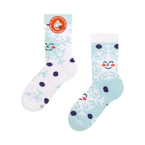Produktbild: Dedoles Socken Kinder Mädchen Jungen Baumwolle viele lustige Designs Weihnachtssocken 1 Paar, Farbe Blau, Motiv Glückliche Schneeflocken Wärmesocken, Gr. 31-34