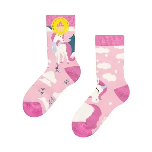 Produktbild: Dedoles Socken Kinder Mädchen Jungen Baumwolle viele lustige Designs Weihnachtssocken 1 Paar, Farbe Rosa, Motiv Einhorn mit Schal Wärmesocken, Gr. 27-30
