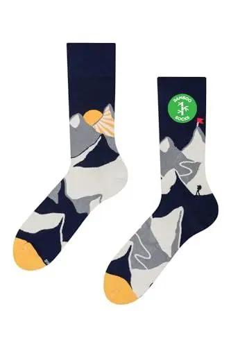 Produktbild: Dedoles Socken Unisex Damen Herren & Kinder Baumwolle viele lustige Designs 1 Paar Geschenk links rechts verschieden, Farbe: Grau, Motiv: Bergsteiger (Bambus), Gr. 43-46