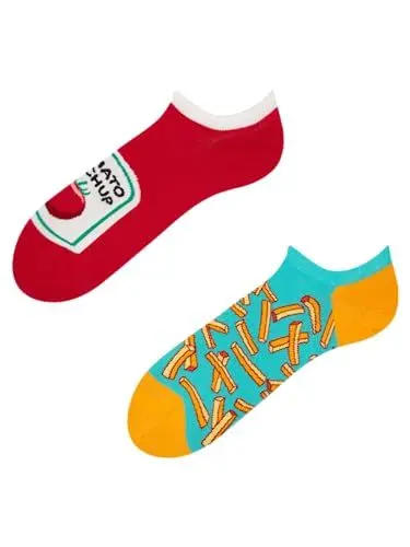 Produktbild: Dedoles Socken Unisex Damen Herren & Kinder Baumwolle viele lustige Designs 1 Paar Geschenk links rechts verschieden, Farbe: Mehrfarbig, Motiv: Pommes mit Ketchup, Gr. 43-46 EU