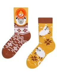 Produktbild: Dedoles Socken Unisex Damen Herren & Kinder Baumwolle viele lustige Designs 1 Paar Geschenk links rechts verschieden, Farbe Orange, Motiv Schaf im Pullover Wärmesocken, Gr. 39-42