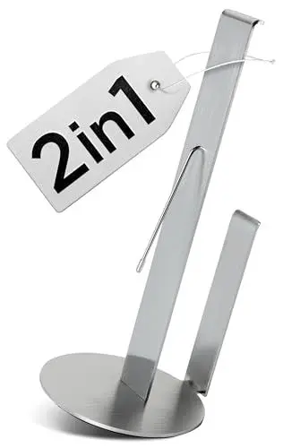 Produktbild: DEELIA® Küchenrollenhalter | Innovativer 2 in 1 Küchenrollenhalter ohne Bohren | Geeignet als Küchenrollenhalter stehend und Küchenrollenhalter Wand | Rollenhalter aus Edelstahl, Silber