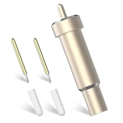 Produktbild: Lafomukea Gold Klinge mit Gehäuse, 2 Premium Feinschnittklingen, Aluminiumlegierung, für Karton, Wellpappe, Spanplatten & mehr