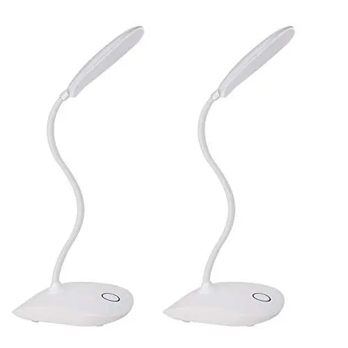 Produktbild: DEEPLITE LED Schreibtischlampe mit Flexiblem Schwanenhals 3 Ebene Helligkeit, Batterie betriebene Tschlampe 5w Touch Control, Compact Tragbare Lampe Touch Schreibtischlampe （2er-Pack）