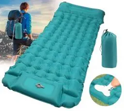 Produktbild: DeeprBling Isomatte Camping Selbstaufblasend mit Fußpumpe & Kissen, Aufblasbare Isomatte Ultraleicht, Isomatte Camping Luftmatratze Selbstaufblasend Outdoor, Selbstaufblasbare Isomatte, 200X70X10 cm