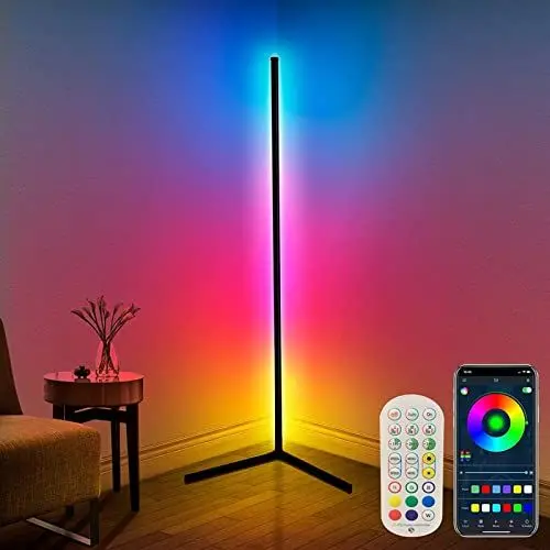 Produktbild: DeeprBling LED Stehlampe Wohnzimmer, 165cm Ecklampe RGB Dimmbar mit Fernbedienung und APP, 16 Millionen Farben, Musikmodi, DIY-Modus & Timing -Funktion für Schlafzimmer, Spielzimmer, Büro, Lesesaal