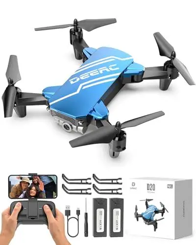 Produktbild: DEERC D20 Drohne für Kinder mit Kamera, Quadrocopter mit 720P FPV Übertragung,Handy Steuerung,Flugbahn,Höhenhaltung,One Key Start,Headless Modus,3D Flips Geschenk Drohnen für Anfänger Jungen Blau, C0