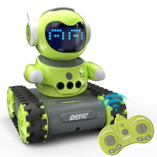 Produktbild: DEERC Ferngesteuerter Emo-Roboter mit Auto-Demo, Roboterspielzeug für Kinder,Gestenerkennung, Tanzbewegungen, Musik, LED-Augen, Geschenke für Jungen Mädchen