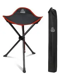 Produktbild: DEERFAMY Klappstuhl Camping Stativ Hocker, Tragbarer 3-beiniger Slacker-Stuhl Stativ Sitz mit Aufbewahrungstasche für Outdoor Wandern Angeln Picknick Travel Beach BBQ Garden Rasen