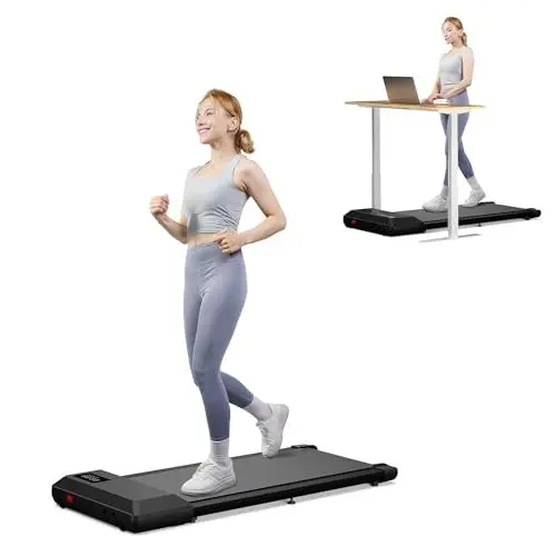 Produktbild: DeerRun Walking Pad Raceable,Laufband für Zuhause bis 136kg, Laufband Schreibtisch mit App, Treadmill Leise 2,5PS mit Professionelle Trainingskurse & Multi-Runner-Rennen