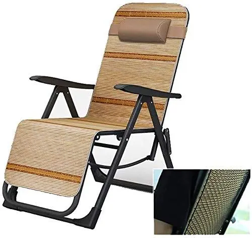 Produktbild: Deezu Liegestuhl Klappbar Klappsessel Liegestühle Relaxliege GartenZero Klappstuhl im Freien Recliners Für Patio Tragbare Sun Garden Lounger Unterstützung 200kg (Farbe, Bambusmatte),Bambusmatte