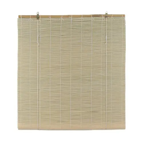 Produktbild: DEFACTO Bambusrollo Sonnenschutz Sichtschutz Seitenzugrollo Lichtfilter Bambus Jalousie Lüftung Rollo für Fenster Tür Terrasse Balkon Garten (120 x 160 cm, Light/Natur)