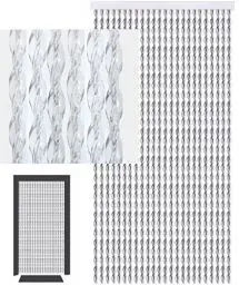 Produktbild: DEFACTO Türvorhang 90 x 200 cm – Faden-Glitzer-Hängevorhang für Türen – Christall PVC-Vorhänge, PVC-Streifen, glitzernder Glanz – hergestellt in Italien - Tranparent