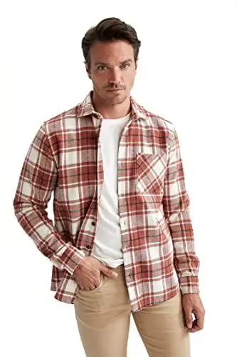 Produktbild: DeFacto Herren Langarm Shirt Langarm Hemden für Herren ORANJ,L