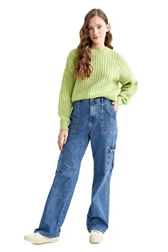 Produktbild: DeFacto Pullover Normal Passform für Damen - Rollkragenpullover Pulli für Oberteile Damen LT.Green,3XL