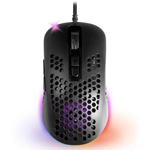 Produktbild: Defender Shepard GM-620L Gaming Maus mit Kabel, Computer Maus, Ergonomische Gaming Maus mit Seitentasten, PC Maus 5 Programmierbaren Tasten, RGB Led Computermaus, USB Maus 6 DPI-Einstellungen, Schwarz