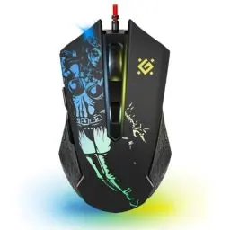 Produktbild: Defender Sin’Sister GM-933 Gaming Maus - Ergonomische, Kabelgebundene PC Maus mit Seitentasten, 7200 DPI Sensor, 6 DPI-Einstellungen, RGB-Beleuchtung, 5 programmierbare Tasten, USB, PC/Mac, Schwarz