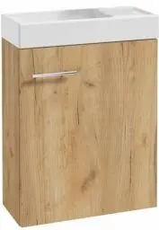Produktbild: Deftrans waschbecken gäste wc mit unterschrank 50 x 70 x 23 cm, gäste wc waschtisch, gästewaschbecken klein Set - waschbeckenunterschrank - waschtisch mit unterschrank Eiche Craft