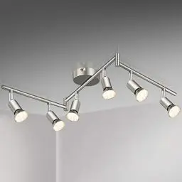 Produktbild: Defurhome LED Deckenleuchte Drehbar, 6 Flammig LED Strahler Deckenlampe Spot,Modern Deckenstrahler (Mattes Nickel), inkl. 6 x 4 W GU10 LED Lampen (400LM, warmweiß)