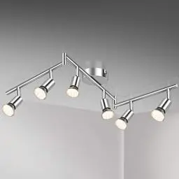 Produktbild: Defurhome LED Deckenleuchte Drehbar, 6 Flammig LED Strahler Deckenlampe Spot,Modern Deckenstrahler (Weißes Chrom) für Küche, Wohnzimmer, Schlafzimmer, inkl. 6 x 4W GU10 LED Lampen (400LM, warmweiß)