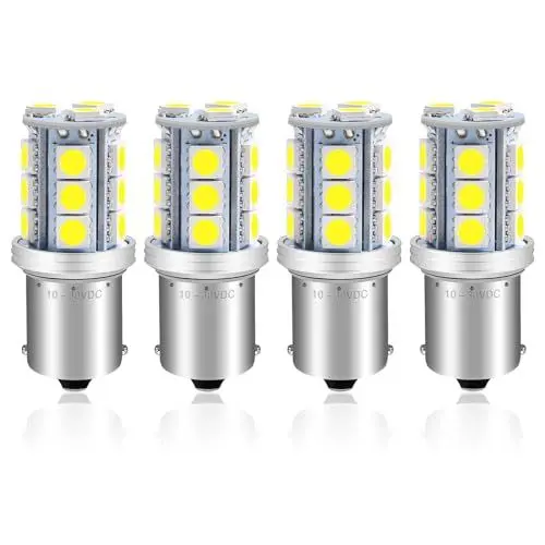 Produktbild: Defvnsy 4 Stück 1156 kleine Glühbirnen - 10V-30V AC/DC, Wasserdichtes Design, 3 Watt Weiß Super Hell Glühbirne für Outdoor Landschaft, Innenhofbeleuchtung
