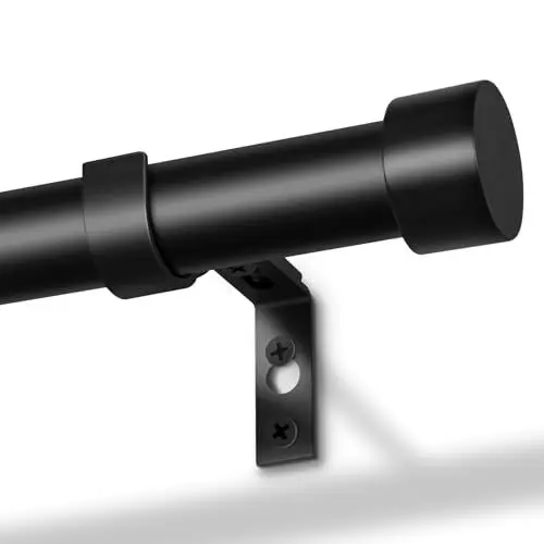 Produktbild: DEFYNEE Gardinenstange Schwarz 80-218 cm, 25 mm Durchmesser Ausziehbar Vorhangstange Deckenmontage Metall für Schlafzimmer, Terrasse, Glas­schiebe­tür, Wohnzimmer