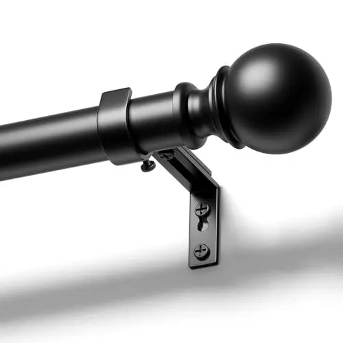 Produktbild: Gardinenstange 80-120 cm, Ausziehbar, Ø 25 mm, Metall, inkl. Halterungen, unterstützt Wand- und Deckenmontage, für Wohnzimmer, Schlafzimmer & Kinderzimmer, Innen- und Außenbereich, Schwarz Matt