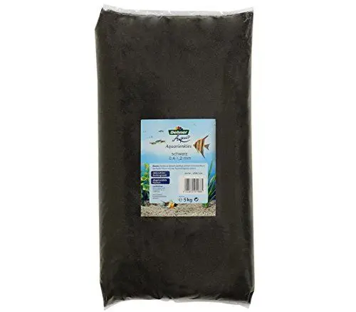 Produktbild: Dehner Aqua Aquariensand | feiner Kies für Aquarien | schwarzer Farbsand | dekorativer Bodengrund | Sand für Süßwasser-Aquarium | Aquarienkies | Zierkies | Körnung 0.4-1.2 mm | abgerundet | 5 kg