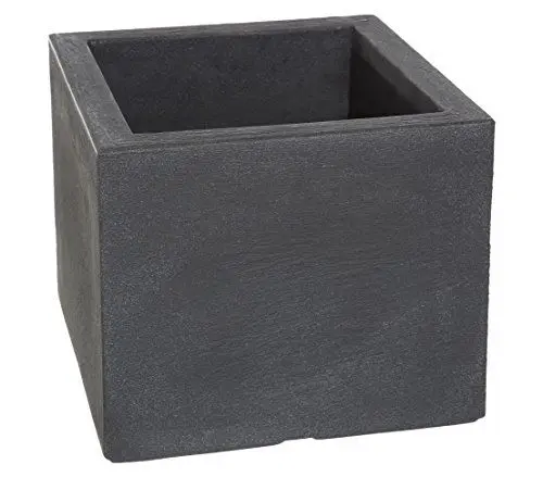 Produktbild: Dehner Blumenkübel Palermo | Übertopf, Pflanztopf, Blumentopf | Schieferoptik | Natursteinoptik | frostbeständig | modern | quadratisch | Kunststoff | anthrazit | ca. 40 x 40 x 33 cm