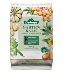 Produktbild: Dehner Gartenkalk, hochwertiger Dünger für Gartenpflanzen, mit Calciumcarbonat, reguliert den Säuregehalt, 15 kg, für ca. 150 qm, bunt