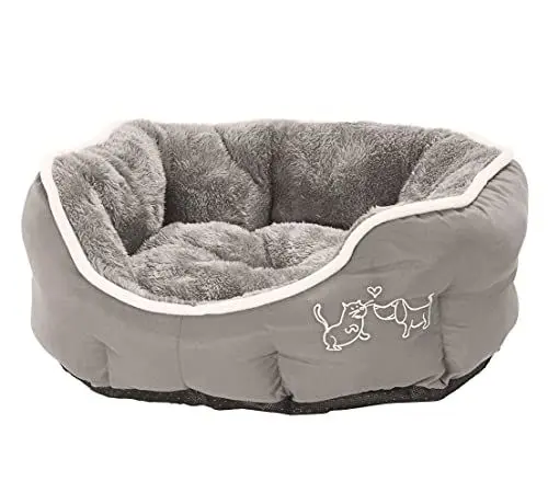 Produktbild: Dehner Lieblinge Hundebett und Katzenbett Sammy, oval, ca. 45 x 40 x 14 cm, Polyester, grau