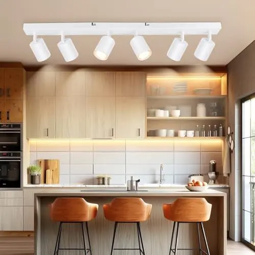 Produktbild: Dehobo LED Deckenstrahler 6 Flammig, Deckenlampe Weiß Schwenkbar GU10, Spotleuchte Wandspot Deckenleuchte Drehbar, Spotlight Lampe Deckenspots für Küche, Schlafzimmer, Wohnzimmer