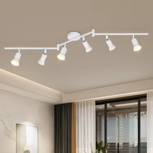 Produktbild: Dehobo LED Deckenstrahler Wohnzimmer - Deckenleuchte 6 Flammig Weiß Deckenlampe Spot - GU10 Deckenspot Schwenkbar 350° - Drehbar Küchelampe Spot Strahler Decke Schlafzimmer Ohne Leuchtmittel